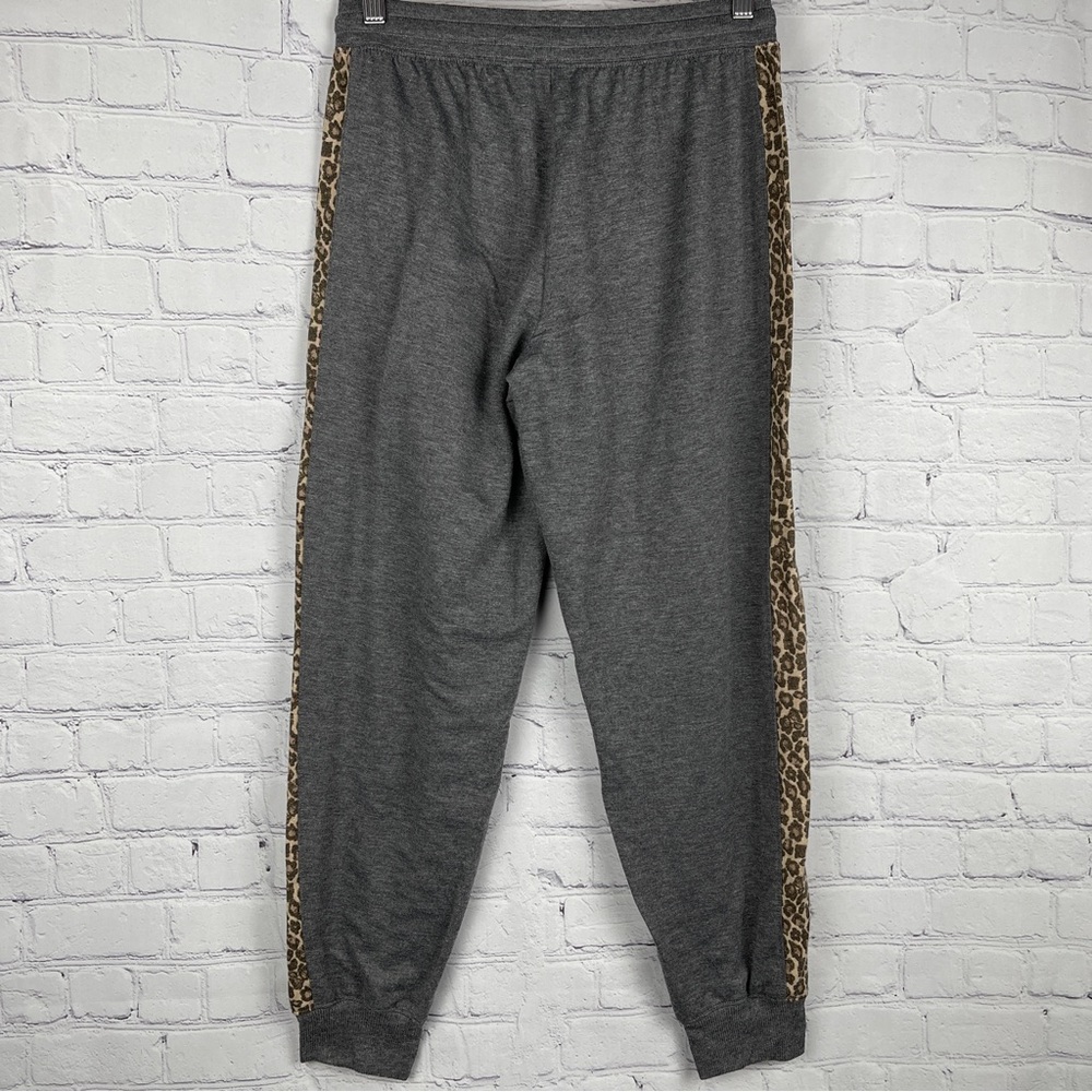 SPLENDID loungewear sweatpants gray with leopard animal print stripe, size S - Picture 3 of 14